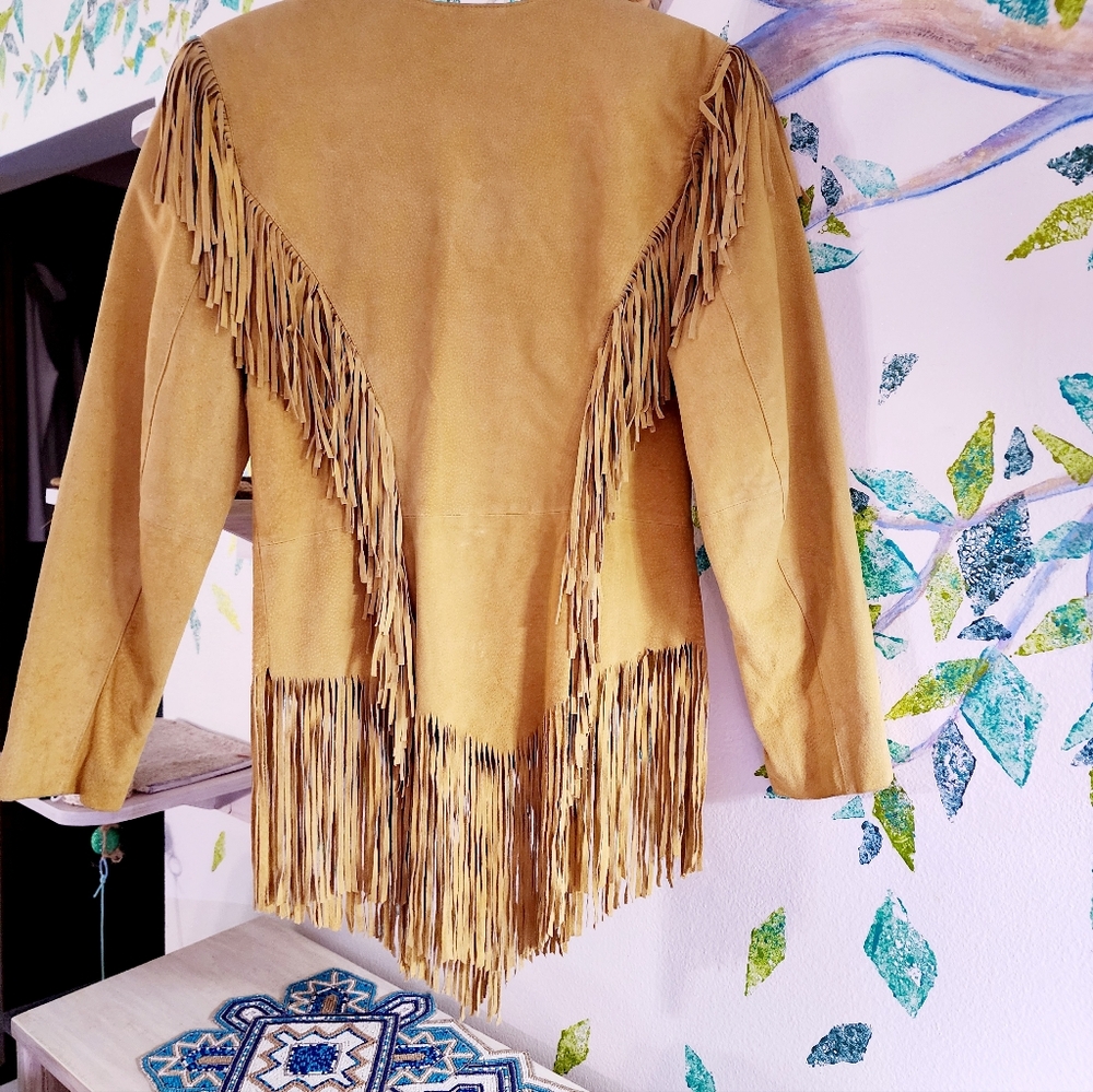 Canyon Creek Vintage Yellow Fringe Leather Jacket - Picture 12 of 15